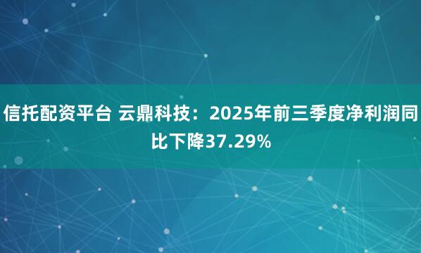 信托配资平台 云鼎科技：2025年前三季度净利润同比下降37.29%